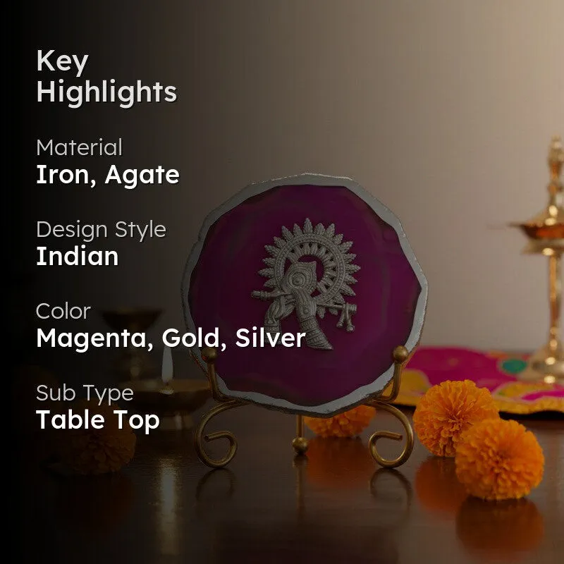 Divine Murli Aura Agate Showpiece With Stand - Magenta media 2
