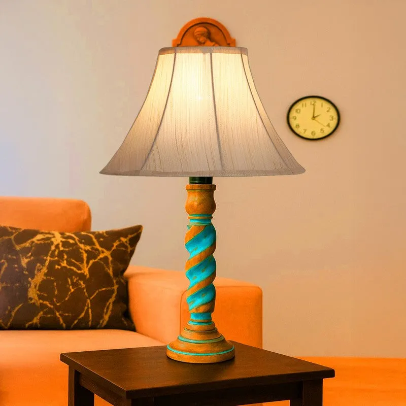 Elara Kairo Wooden Table Lamp - OffWhite media 3