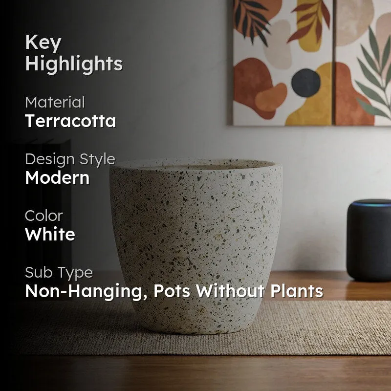Speckled White Terracotta Pot for Indoor Plants media 2