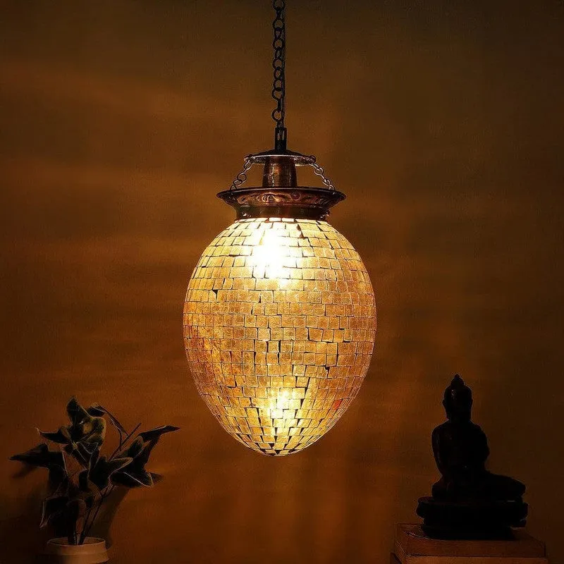 Golden Glee Glass Ceiling Lamp - Gold media 4