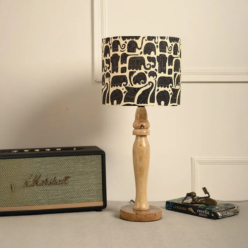 Elephanta Pole Fabric Table Lamp - Ivory media 2