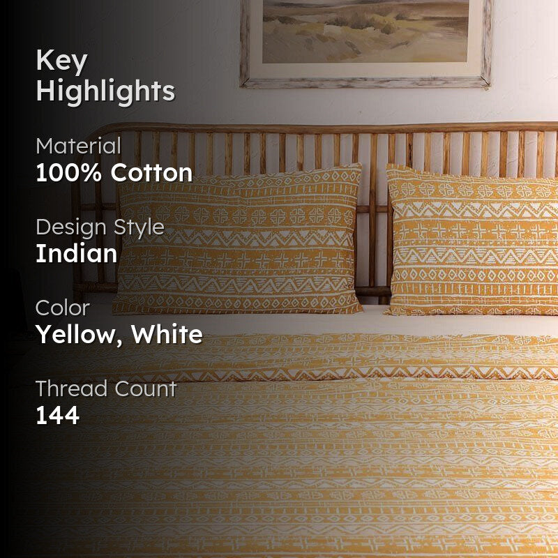 Dream Drift Cotton Duvet Cover Bedding Set - Yellow media 2