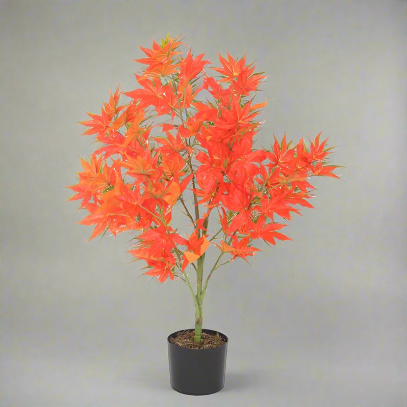 Faux Realtouch Japanese Maple Tree With Black Plastic Pot - 2.6 Feet media 3