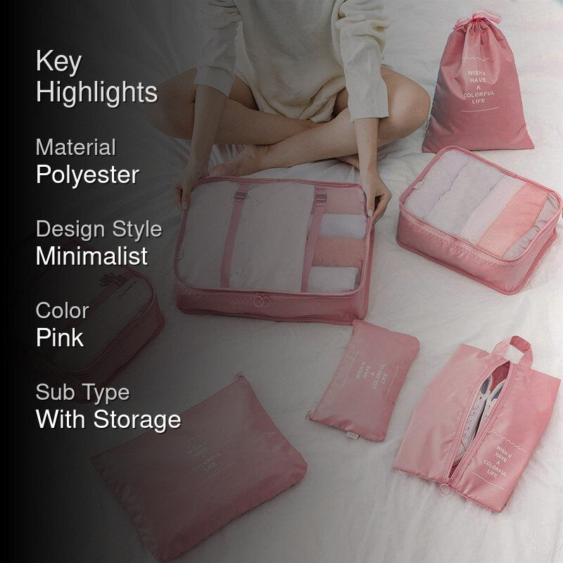 Robbie 7-Piece Pink Travel Organizer Set - Lightweight & Durable media 2