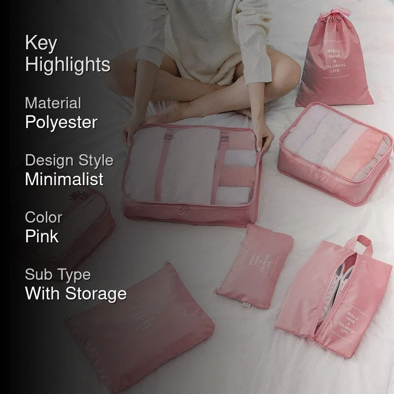 Robbie 7-Piece Pink Travel Organizer Set - Lightweight & Durable media 2