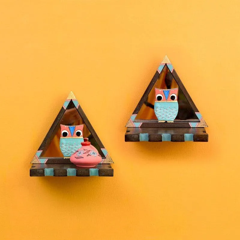 Owlery Triangle Wall Shelf - Set Of Two media 1
