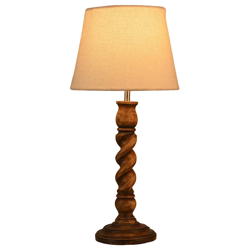 Spira Cone Cotton Table Lamp - White,Brown media 3