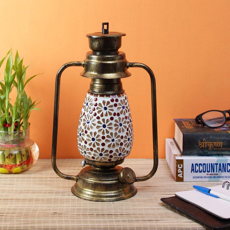 Admya Mosaic Lantern Iron & Glass Table Lamp - Multicolor media 3