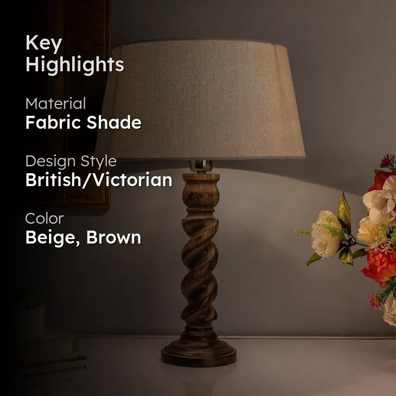 Aura Glimmer Fabric Table Lamp - Beige,Brown media 2