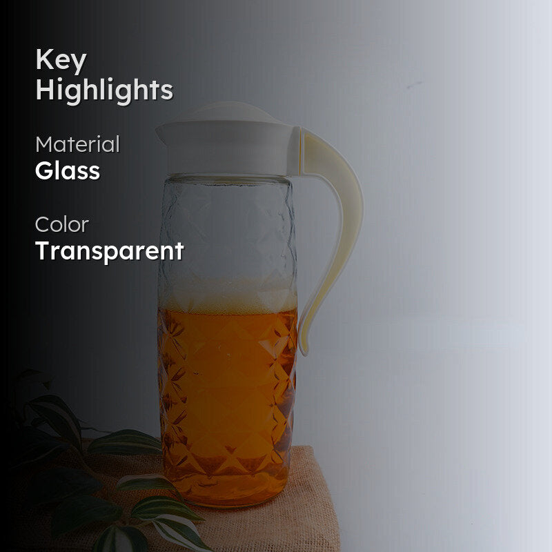 Domana Crystal Transparent Jug With Lid (White) - 1600 ML media 2