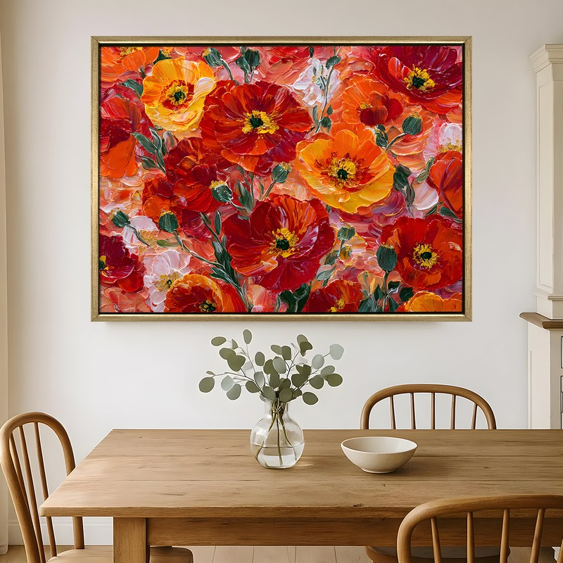 Wildflower Ember Canvas Wall Painting With Frame