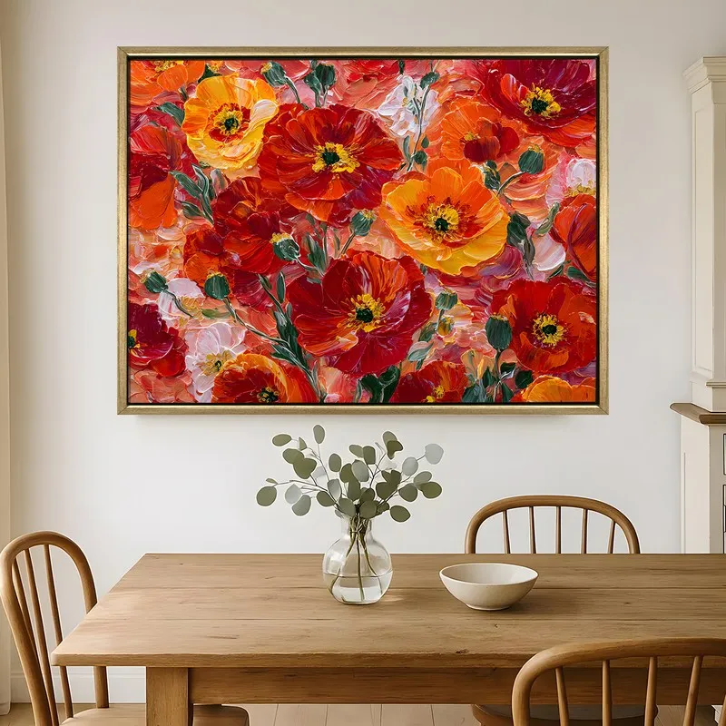 Wildflower Ember Canvas Wall Painting With Frame media 1