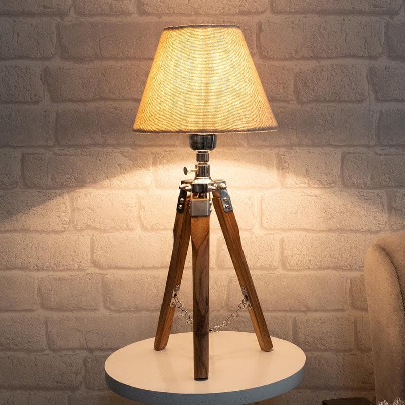 IllumiTripod Fabric Table Lamp - Beige,Brown