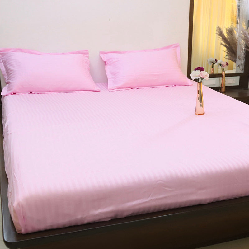 Le Coton Solid Cotton Bedsheet (Baby Pink) - 250 TC media 3