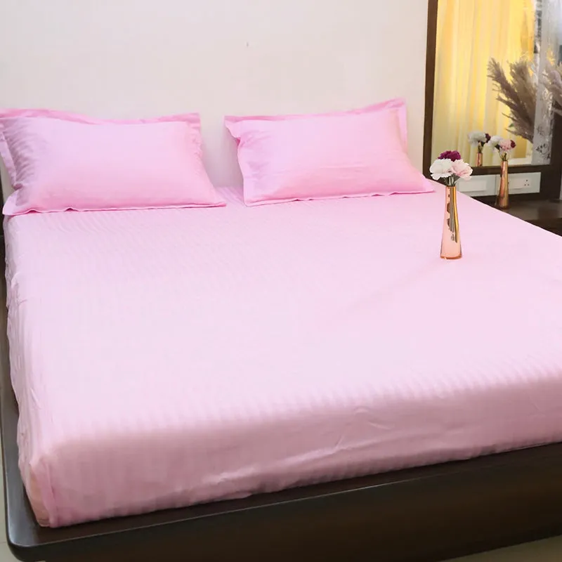Le Coton Solid Cotton Bedsheet (Baby Pink) - 250 TC media 3