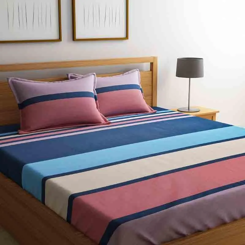 Gaudy Stripe Cotton Bedsheet - 210 TC media 3