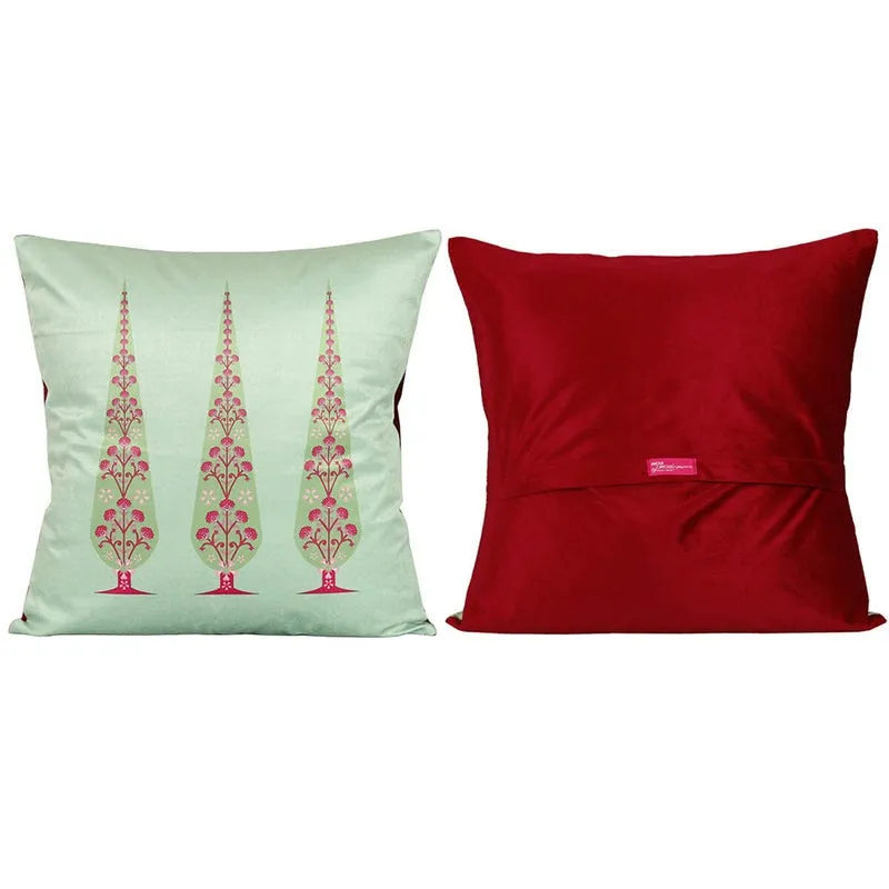 India Circus Peacock & Pine Printed Velvet Cushion Cover - Set Of Five media 6
