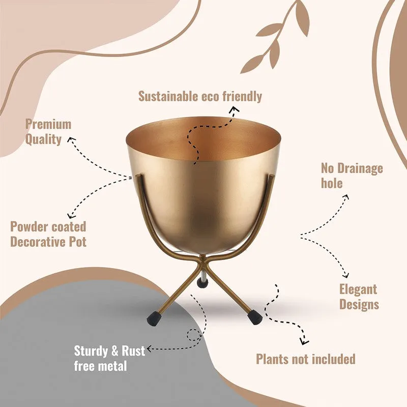 Verdant Haven Metal Planter with Stand - Gold media 5