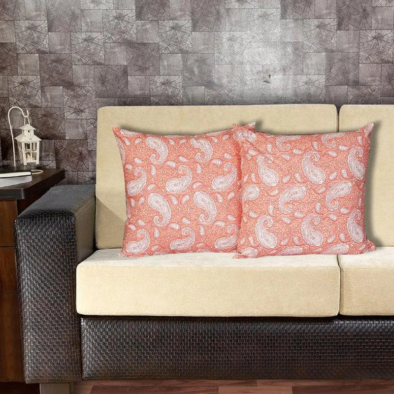 Ruksaana Printed Cushion Cover (Orange) - Set Of Two media 1