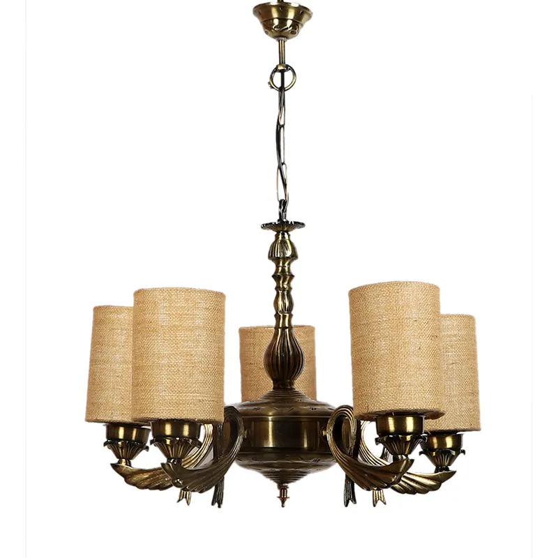 Vistara Cylindrical Golden Antique Ceiling Lamp - Beige media 4