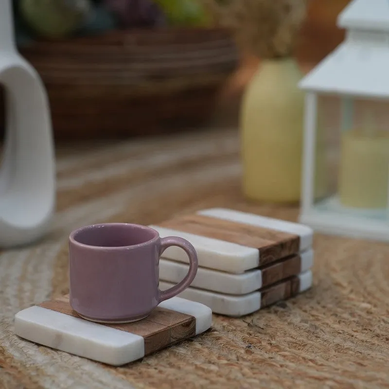 Aelric Boho Marble & Acacia Wood Coaster - Set Of Four media 1