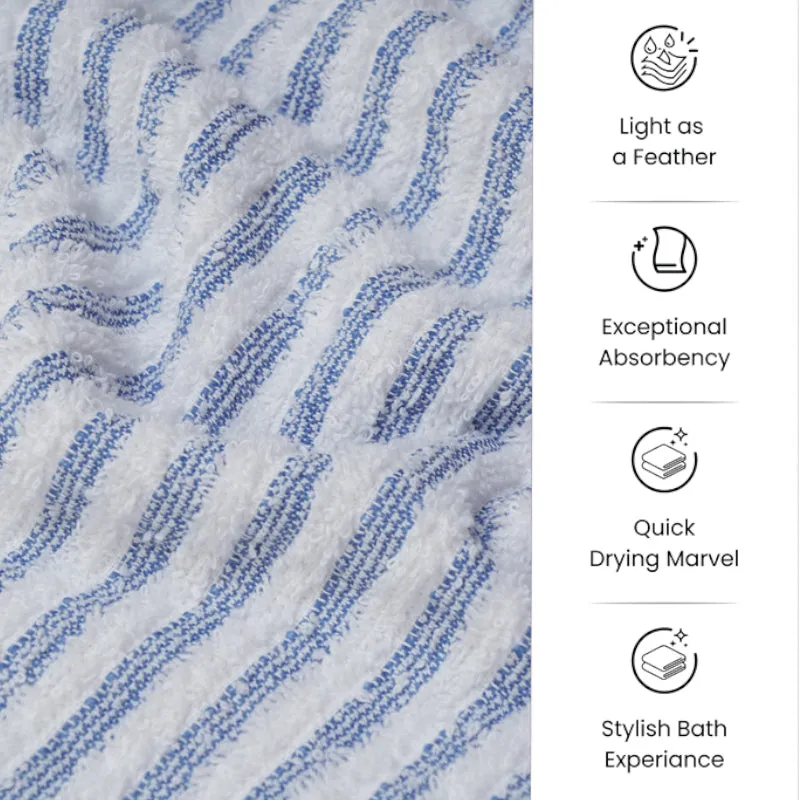 Micro Cotton LuxeDry Striped Comfort Bath Towel - Blue & White media 7