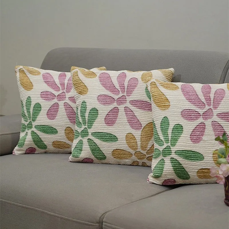 FloralGrace Cushion Cover (Pink, Mustard) - Set Of Three media 4