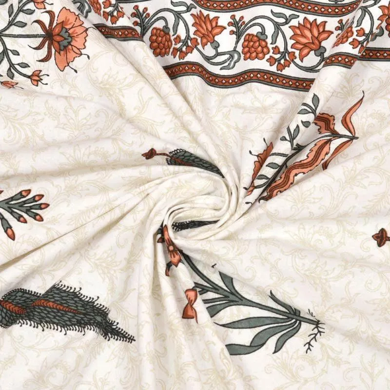 Manjira Printed Cotton Bedsheet (Rust) - 240 TC media 5