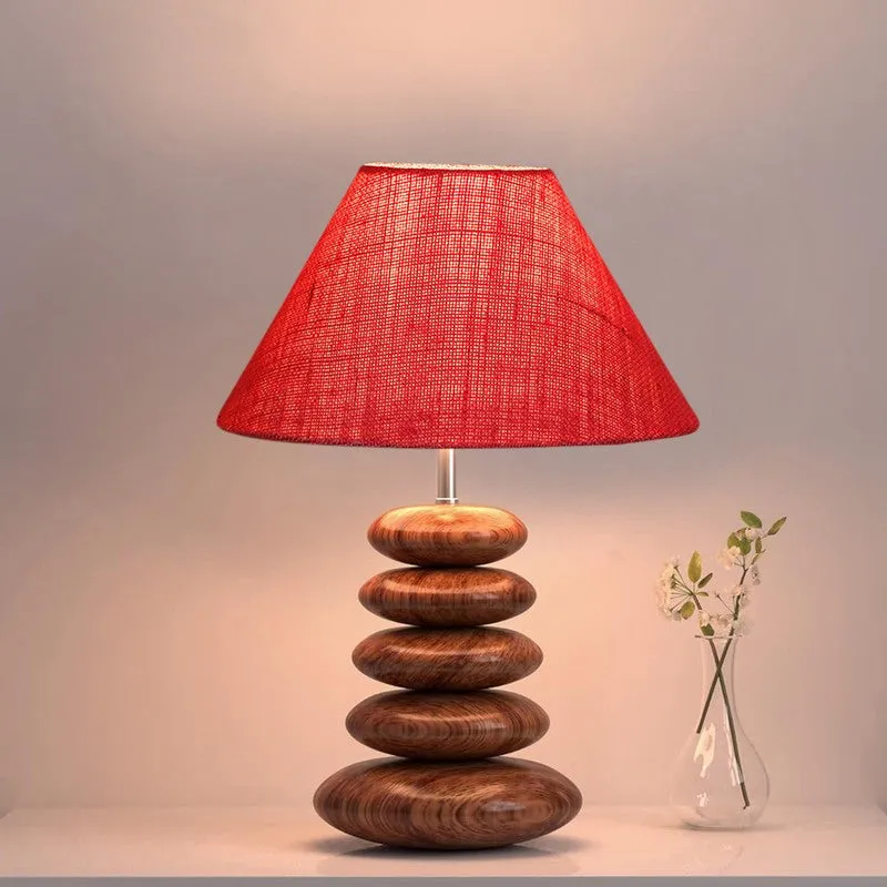 Lexora Jute Table Lamp With Wooden Base - Pink media 6