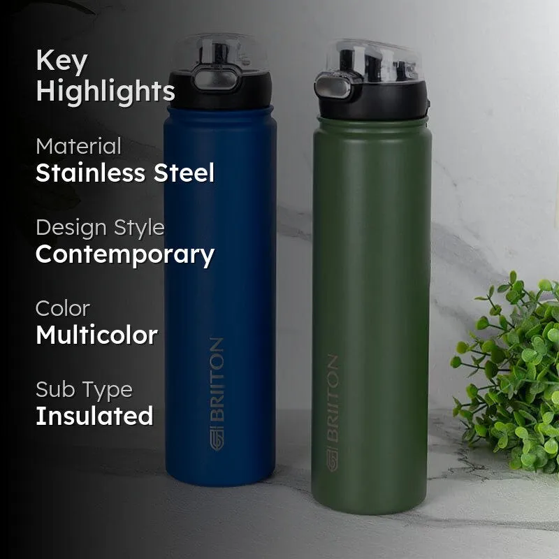 Harpo Sip Hot & Cold Thermos Water Bottle (Green & Blue, 750 mL Each) - Set Of Two media 2