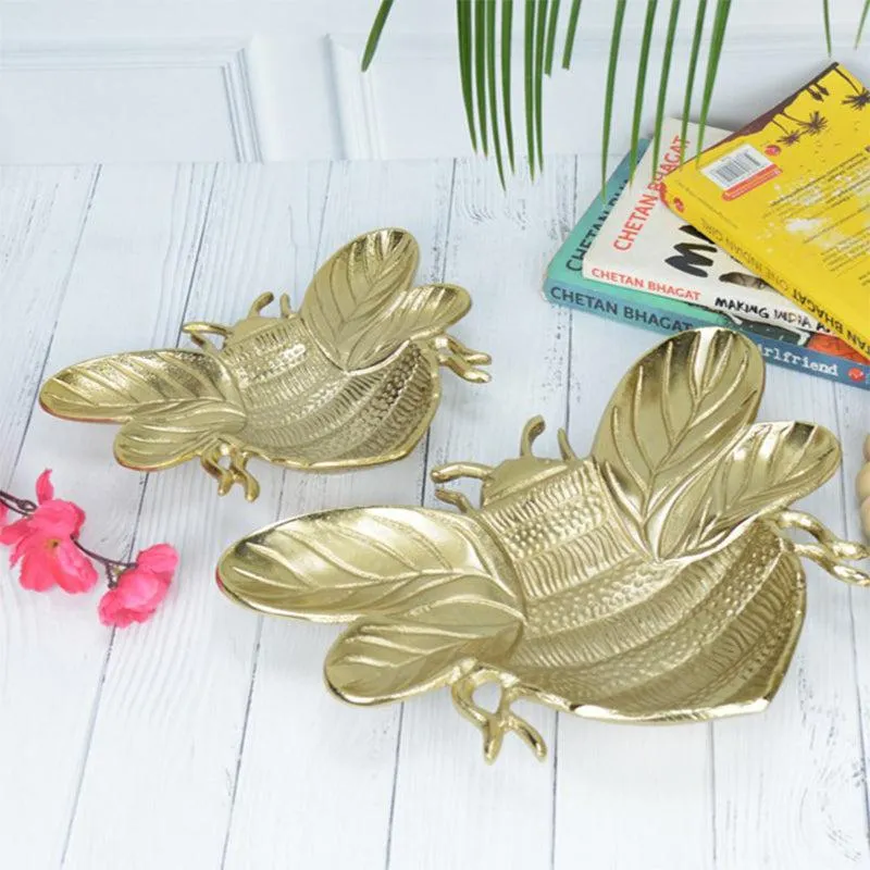 Madhuban Golden Aluminum Platter - Set of Two media 3