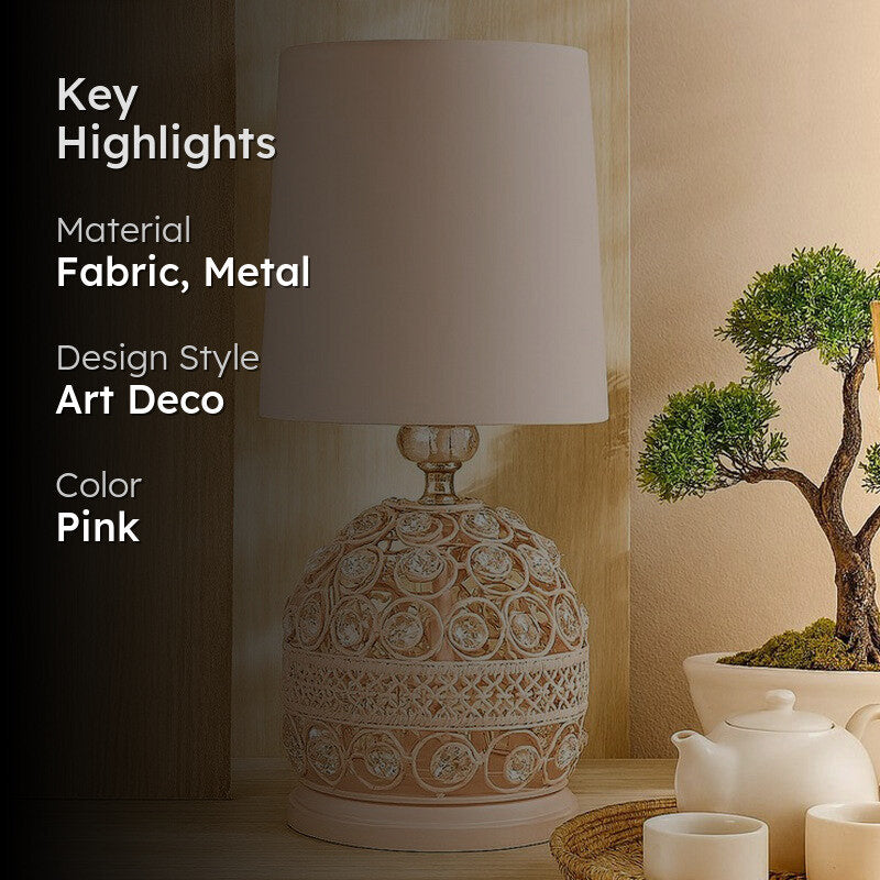 Filigree Fabric Table Lamp - Pink media 2