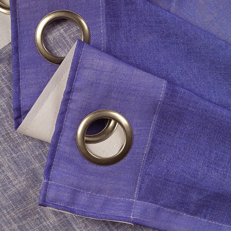 Ombria Linen Texture Sheer Curtain (Blue,Purple) - Set Of Two media 5