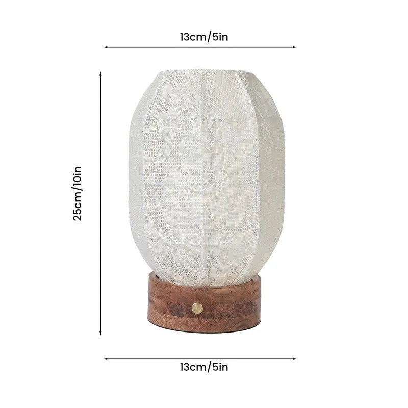 Lumora Oval Soft Glow Base Fabric Wooden Table Lamp - White media 8
