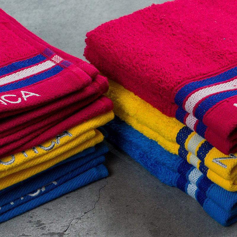 Nautica Dove Down Cotton Face Towel (Burgundy, Yellow & Blue) - Set Of Twelve media 4