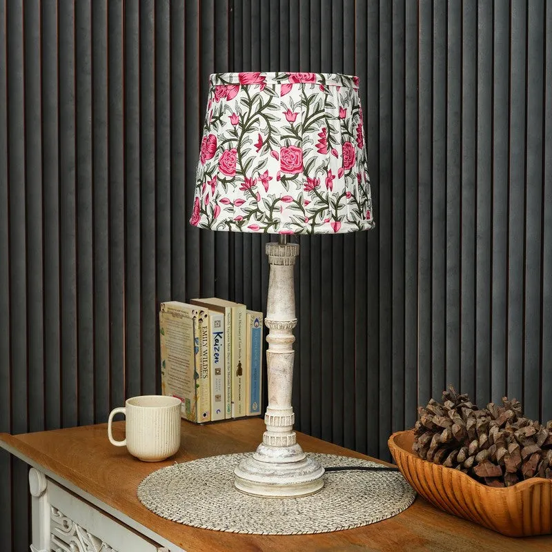 Rosevine Wooden Base Cotton Table Lamp - Multicolor media 3