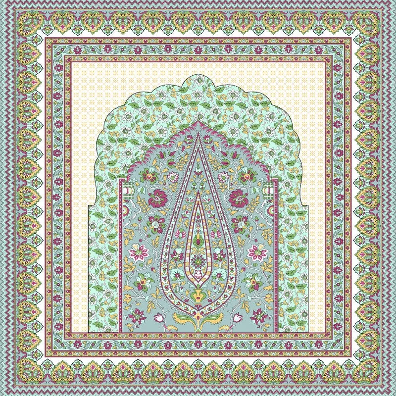 Ethnic Bloomy Cotton Bedsheet (Green,Blue) - 120 TC media 4