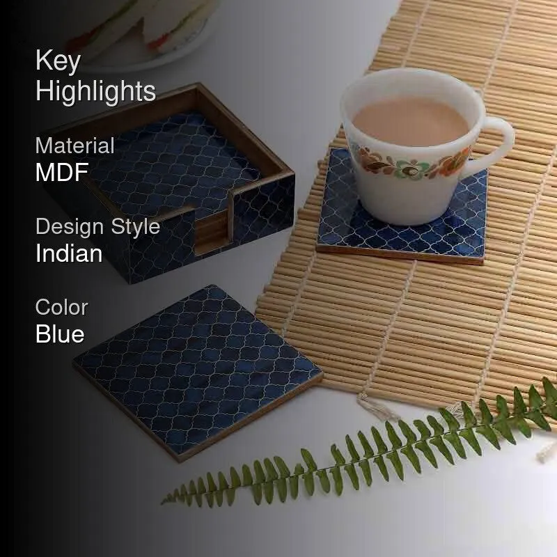 Ombre Checkered Coasters - Blue - Set Of Four media 2