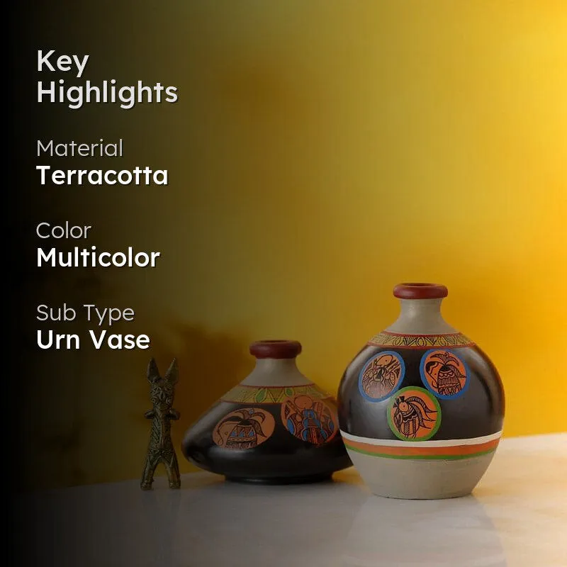 Nuria Tribal Terracotta Vase - Set Of Two media 2