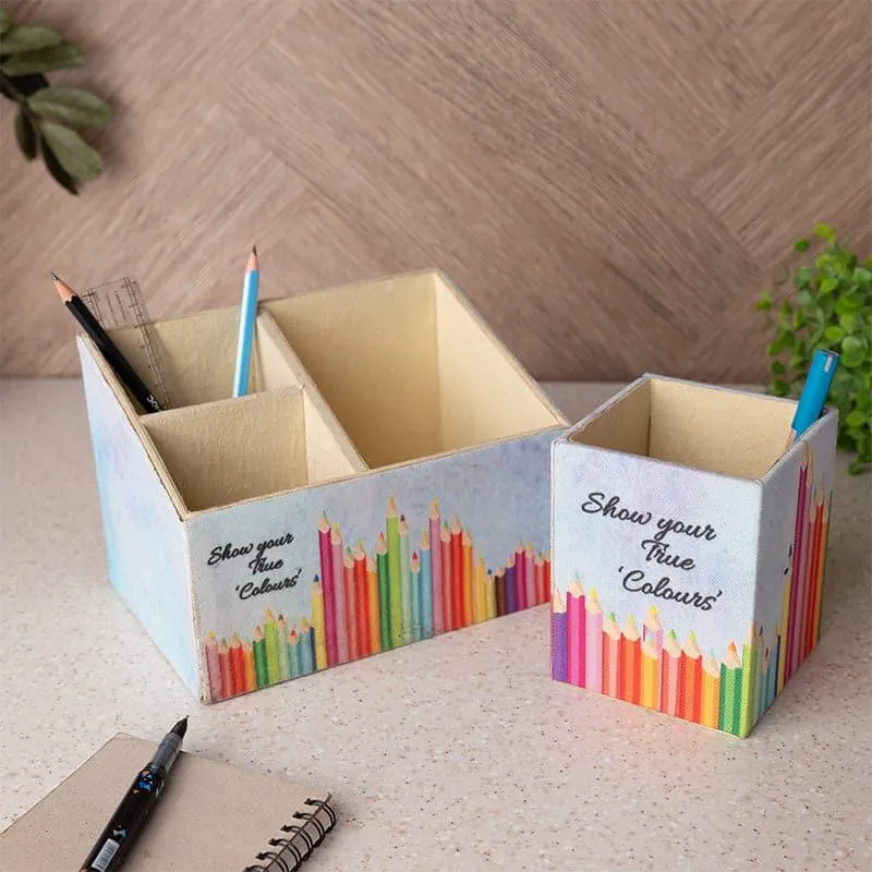 Color Cast Stationary Holder (Doodle Collection) - Set Of Two media 1