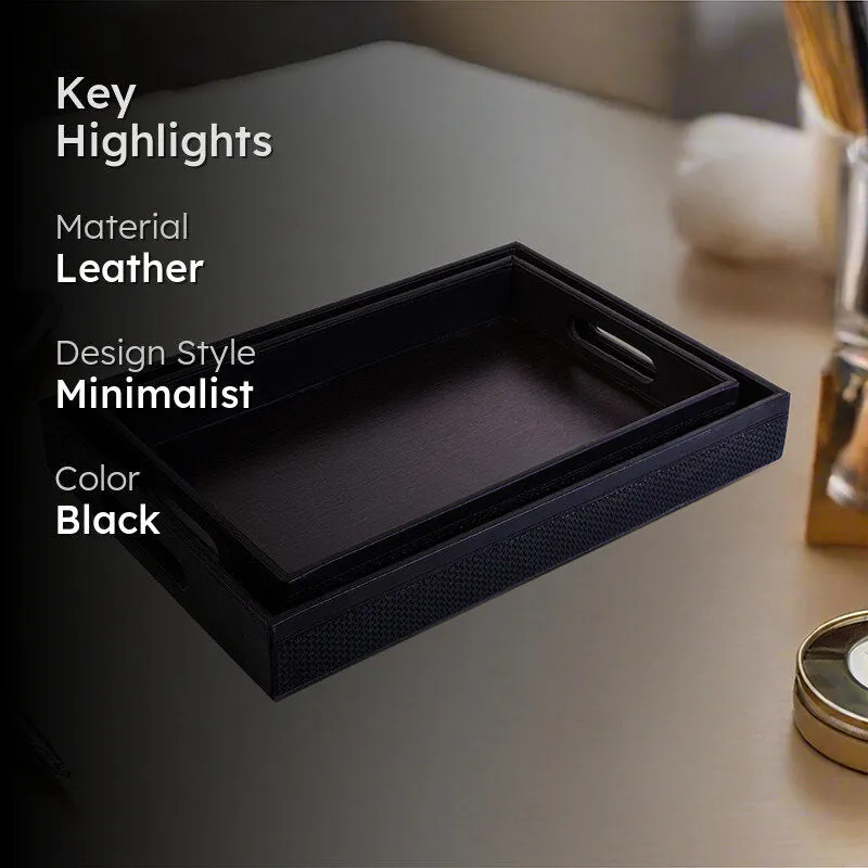 Trivox Faux Leather Serving Tray (Black) - Set Of Two media 2