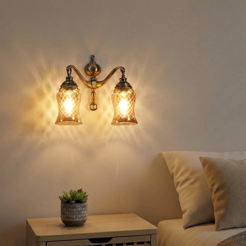 Honey Glow Swan Neck Amber Glass Wall Lamp