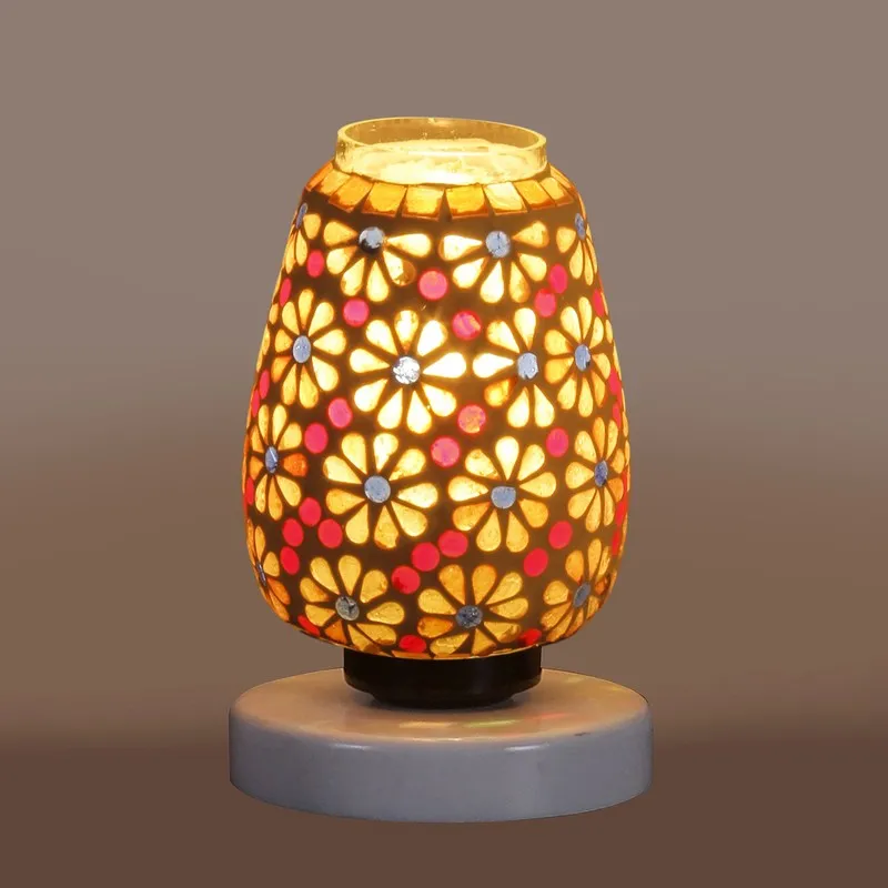 Primrose Glass Table Lamp With Wooden Base - Multicolor media 7