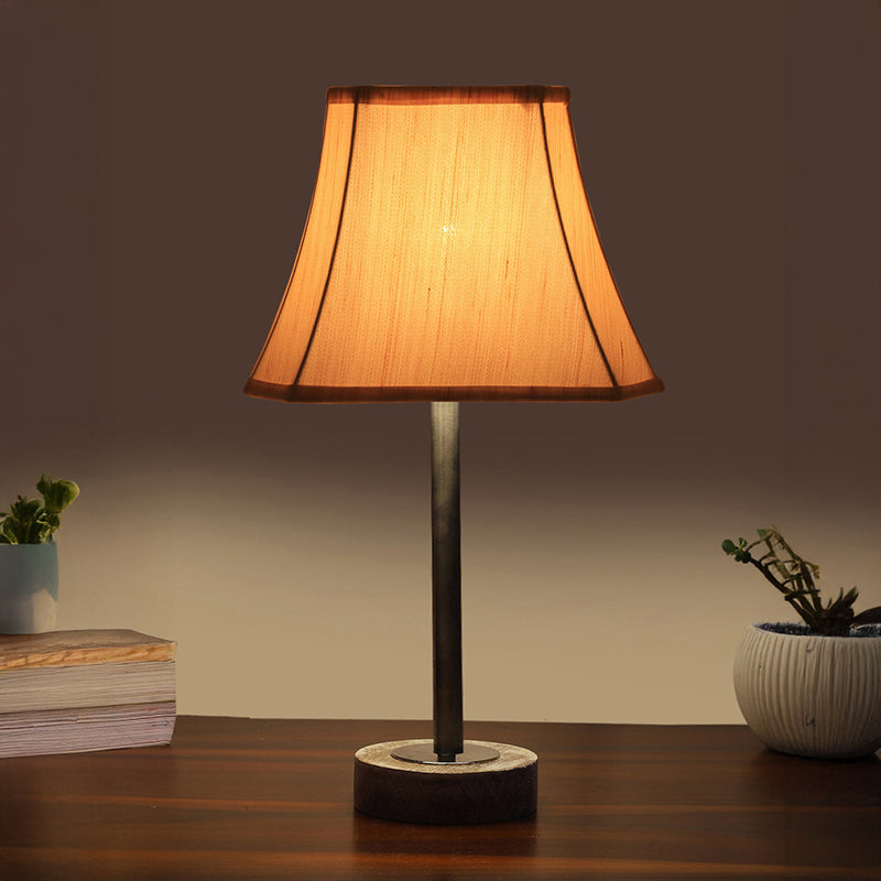 Ceylon Rodin Wooden Table Lamp - OffWhite,Silver,White
