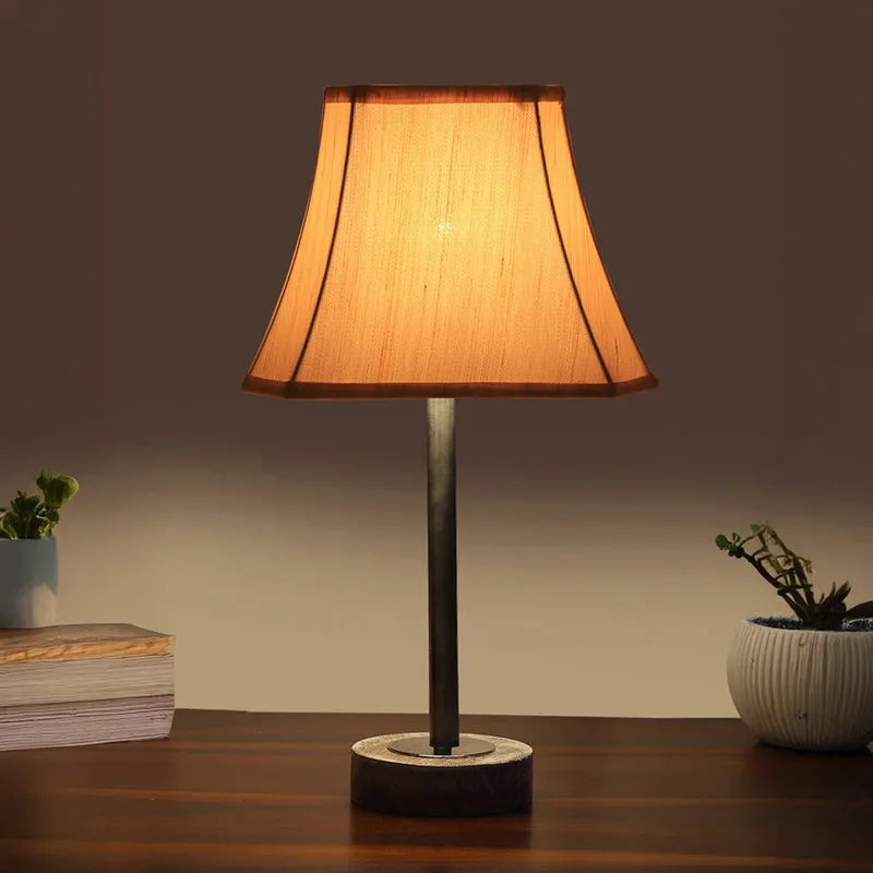 Ceylon Rodin Wooden Table Lamp - OffWhite,Silver,White media 1