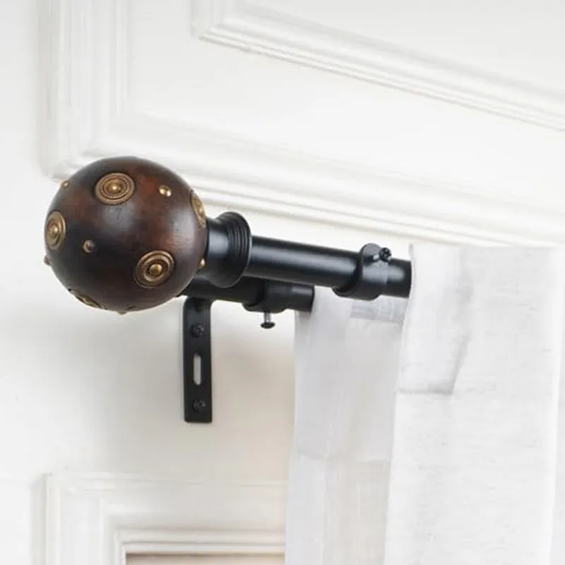 Atlas Duo Extendable 1" Double Curtain Rods With Round Finial & Brackets media 4