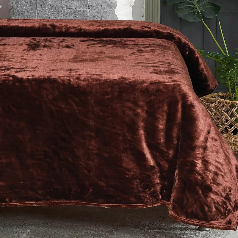 Sarva Polyester Solid Blanket - Brown media 3