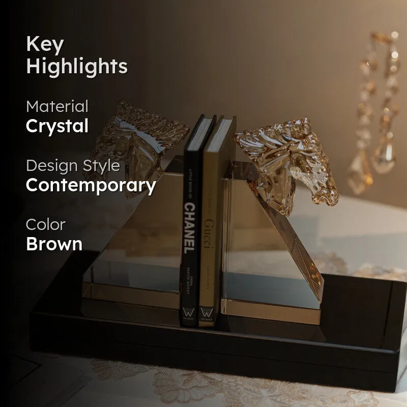 Horse Shaped Crystal Book End - Brown media 2