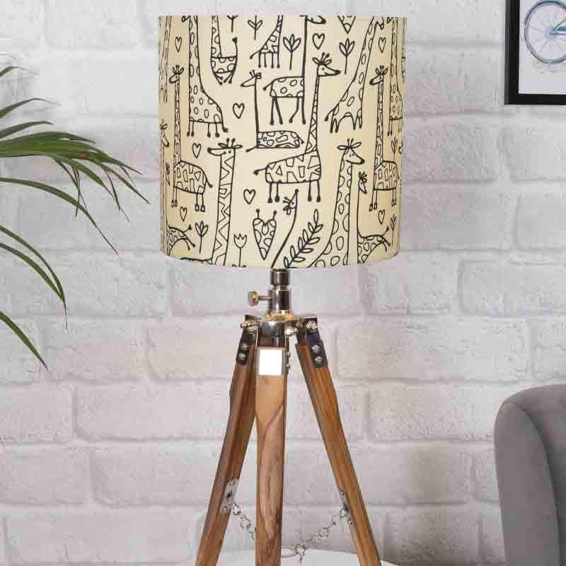 Nordic Tall Tales Wooden Tripod Fabric Table Lamp - Beige,Brown media 7