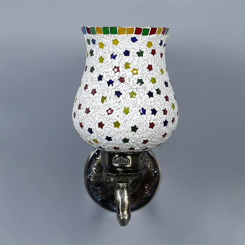 Ekta Retro Mosaic Glass & Metal Wall Lamp media 3